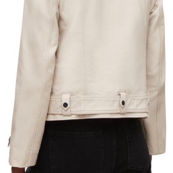 All Saints Ivory Morgan Leather Biker Jacket converts into Vest - Picture 6 of 8